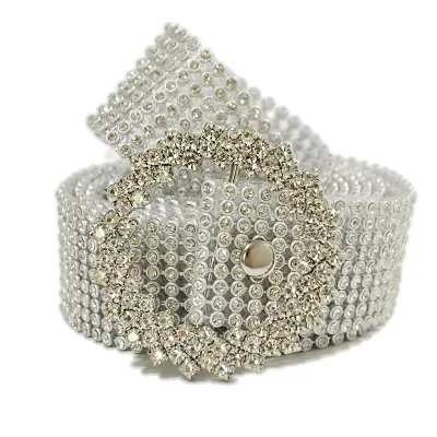 Women Shinny Full Rhinestone Girdle Belt
