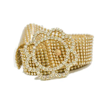 Women Shinny Full Rhinestone Girdle Belt