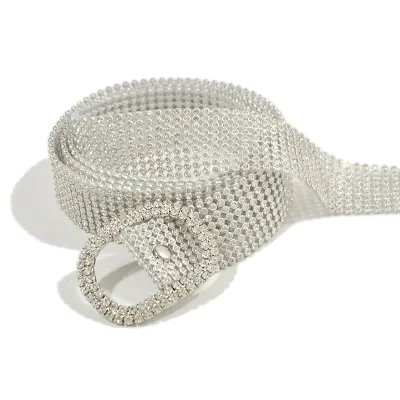 Women Shinny Full Rhinestone Girdle Belt