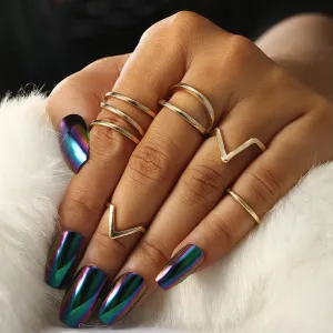 Minimalist Geometric Metal Ring Set 3pcs