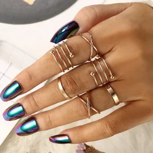 Wholesale Geometric Minimalist Unisex Metal Ring Set