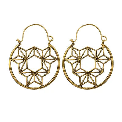 Openwork Geometric Triangle Hoop Earrings for Women