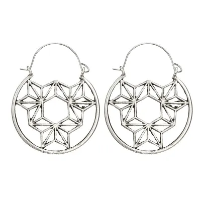 Openwork Geometric Triangle Hoop Earrings for Women