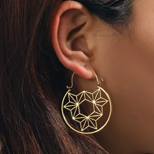 Openwork Geometric Triangle Hoop Earrings for Women