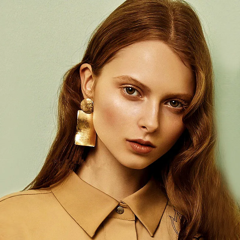 Fashion Geometric Metal Frosted Earrings