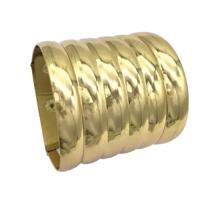 Unique Design Wide Surface Golden Women's African Style Bangle