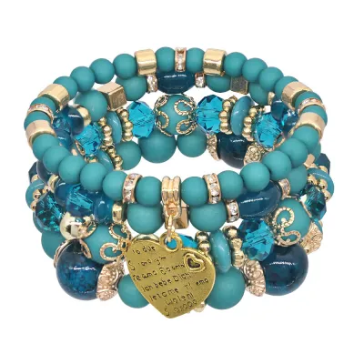 Colorful Crystal Stretch Rope Beaded Bracelets Set