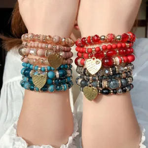 Colorful Crystal Stretch Rope Beaded Bracelets Set