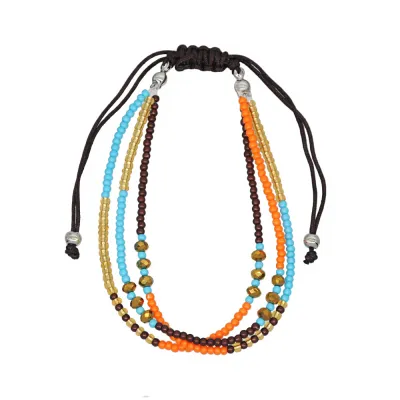 Colorful Rice Beads Braided Rope Bracelet Ethnic Couple Geometric
