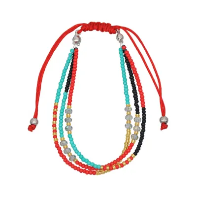 Colorful Rice Beads Braided Rope Bracelet Ethnic Couple Geometric