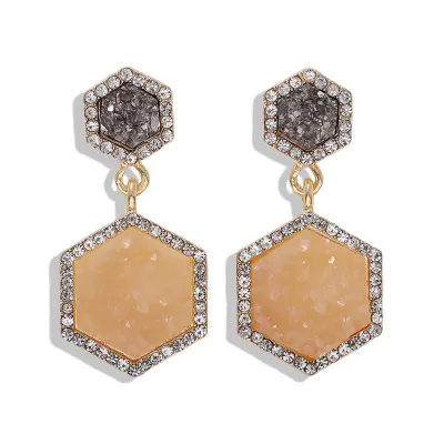 Starry Sky Candy Color Polygon Geometric Pendant Earrings