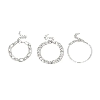 Punk Metal Chain Bracelets Set Geometric for Women