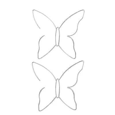 Minimalist Butterfly Pattern Metal Hoop Earrings for Women