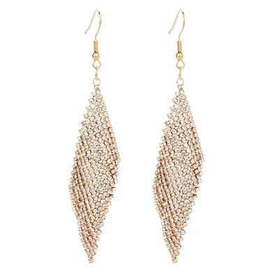 Rhombus Mesh Flash Claw Chain Earrings 9*2cm