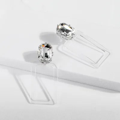 Geometric Rectangular Transparent Acrylic Pendant Earrings for Women Vintage Style
