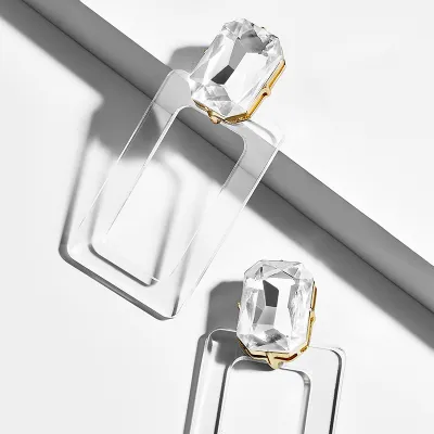 Geometric Rectangular Transparent Acrylic Pendant Earrings for Women Vintage Style
