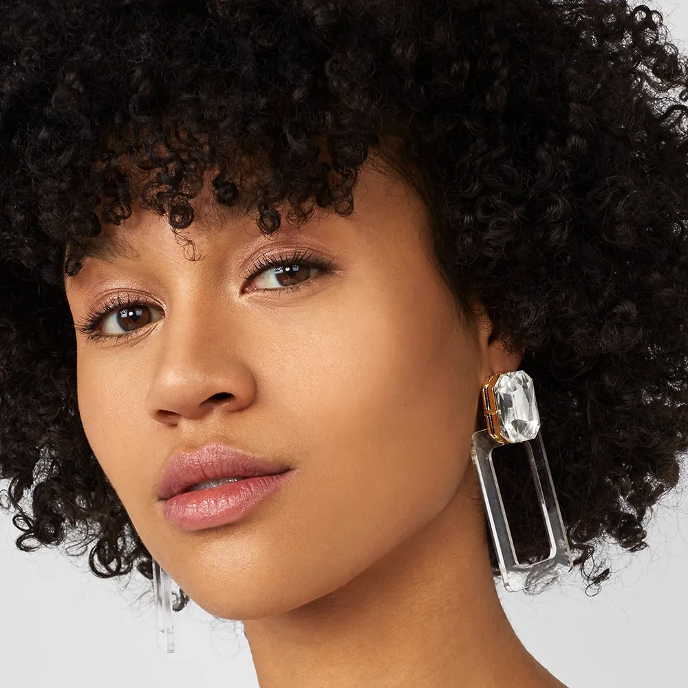 Geometric Rectangular Transparent Acrylic Pendant Earrings for Women Vintage Style