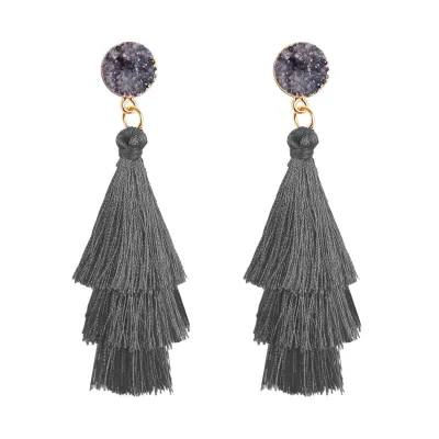 Geometric Pendant Tassel Earrings for Women Stone Tassel Travel Benefits