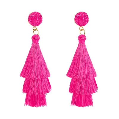 Geometric Pendant Tassel Earrings for Women Stone Tassel Travel Benefits