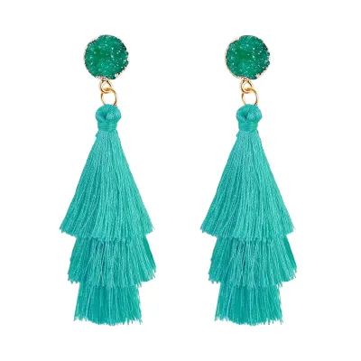 Geometric Pendant Tassel Earrings for Women Stone Tassel Travel Benefits