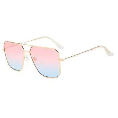 Women Men Big Frame Gradient Fashion Vintage Metal Sunglasses