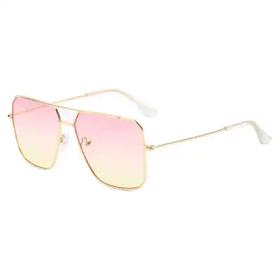 Women Men Big Frame Gradient Fashion Vintage Metal Sunglasses