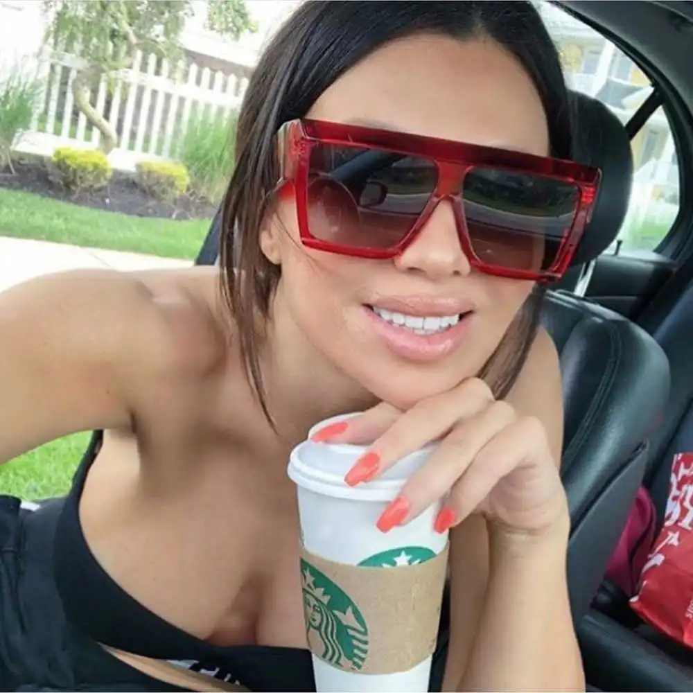 High Quality Fashion Faceted Exaggerate Square Frame Sunglasses
