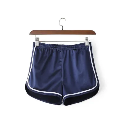 Satin Slim Casual Contrast Color Women Nightwear Shorts