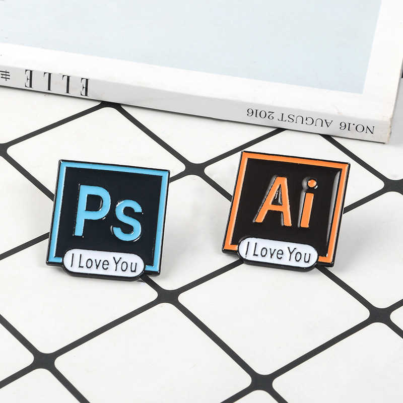 aiai♡ Wholesale PS AI Pr Au I Love You Pattern Decor Lapel Brooch