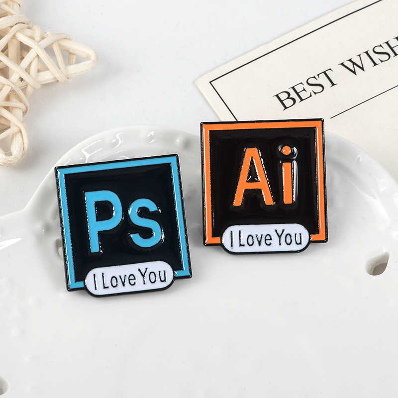 aiai♡ Wholesale PS AI Pr Au I Love You Pattern Decor Lapel Brooch