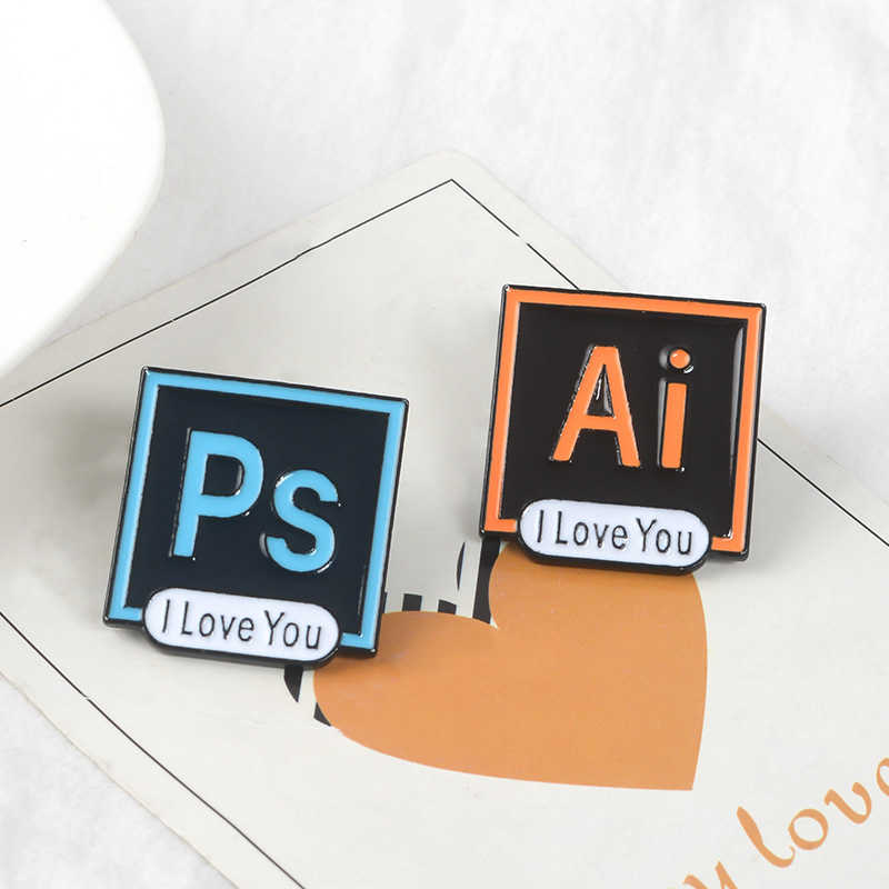 Wholesale PS AI Pr Au I Love You Pattern Decor Lapel Brooch
