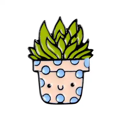 Cute Cartoon Potted Plant Enamel Brooches Alloy Unisex Geometric