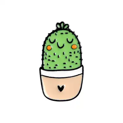 Cute Cartoon Potted Plant Enamel Brooches Alloy Unisex Geometric