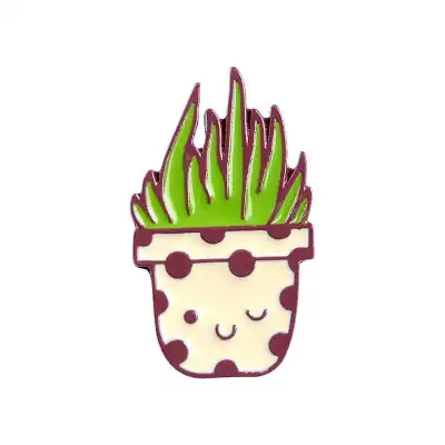 Cute Cartoon Potted Plant Enamel Brooches Alloy Unisex Geometric