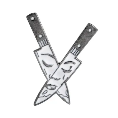 Cartoon Origami Cobweb Rose Knife Enamel Brooch Unisex Alloy