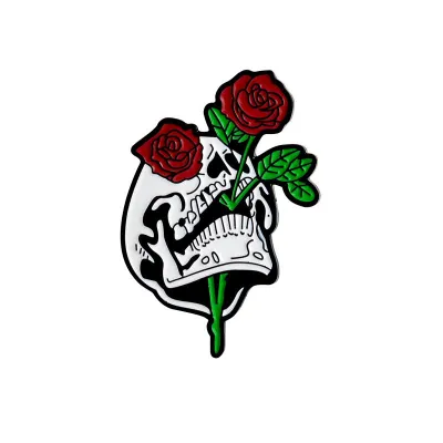 Retro Punk Creative Rose Skull Design Brooch