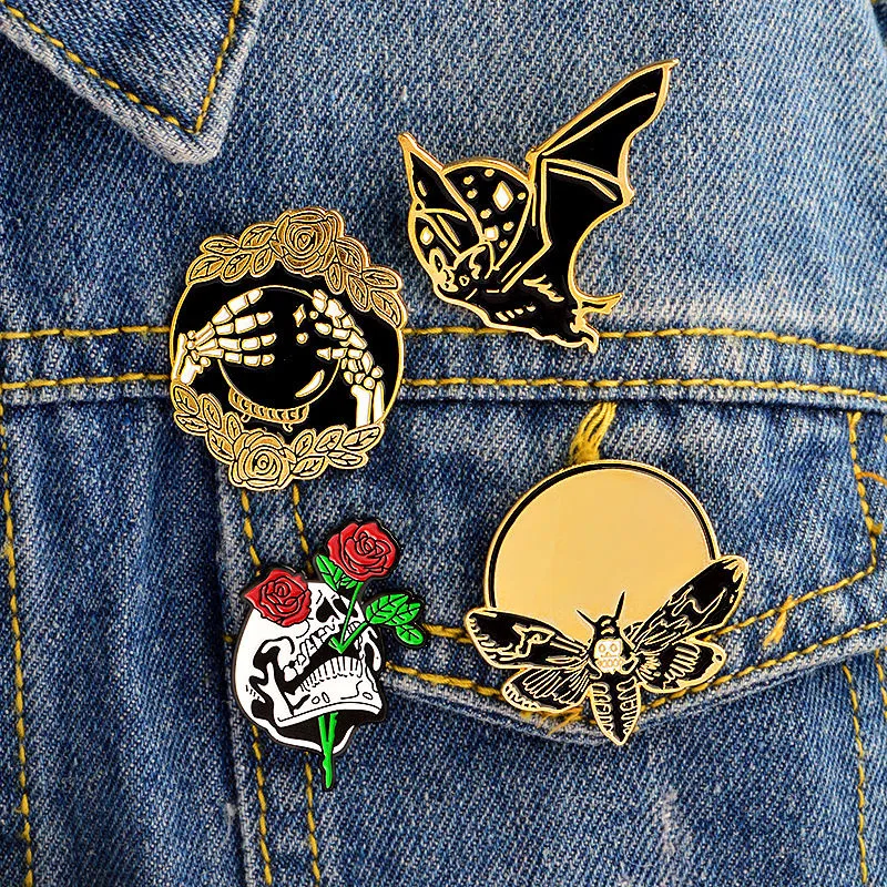 Retro Punk Creative Rose Skull Design Brooch