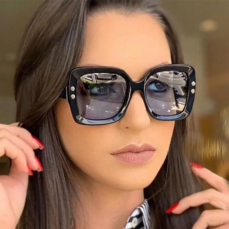 Retro Big Frame Square Sunglasses for Men Women