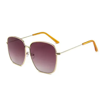 Unisex Retro Square Metal Frame Sunglasses with AC Lens