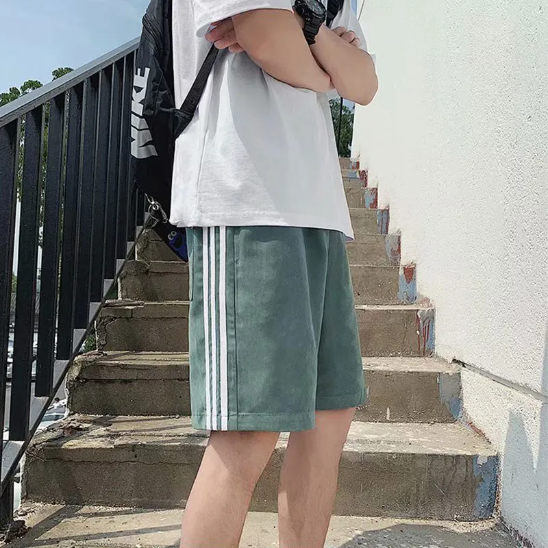 M-XXL Men Casual Striped Drawstring Bermuda Shorts