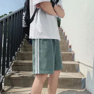 M-XXL Men Casual Striped Drawstring Bermuda Shorts