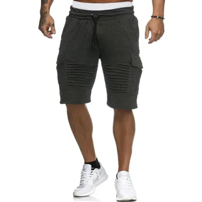 M-3XL Men Casual Cotton Patchwork Drawstring Bermuda Sports Shorts with Pockets