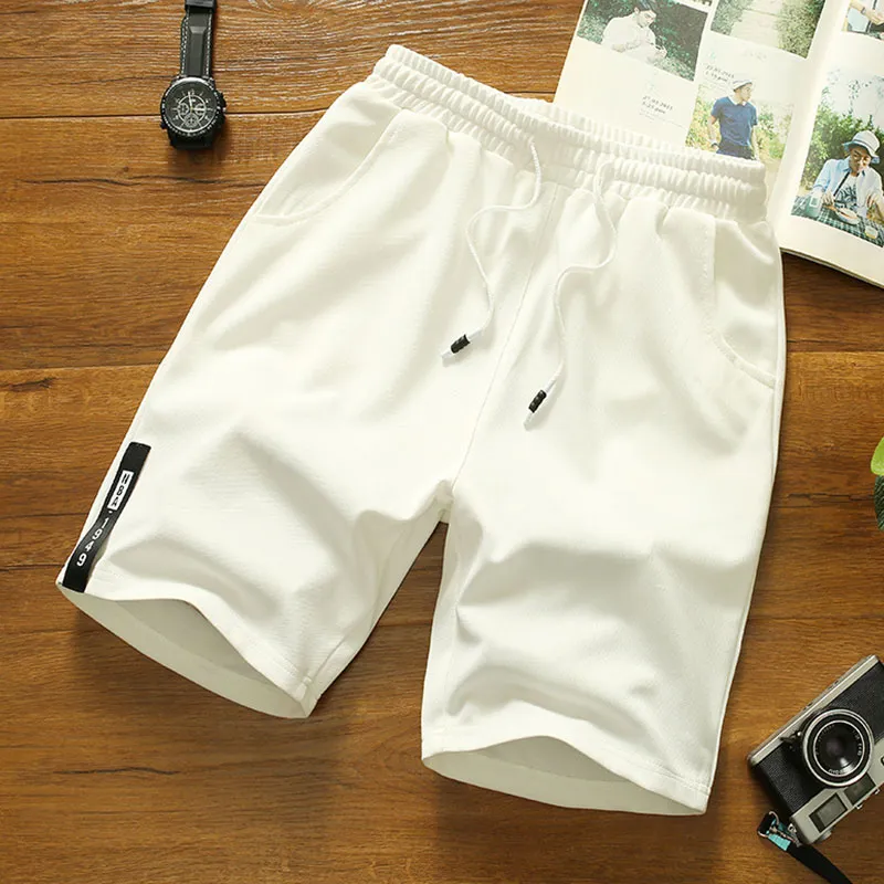 M-4XL Men Plus Size Solid Color Drawstring Loose Sports Bermuda Shorts