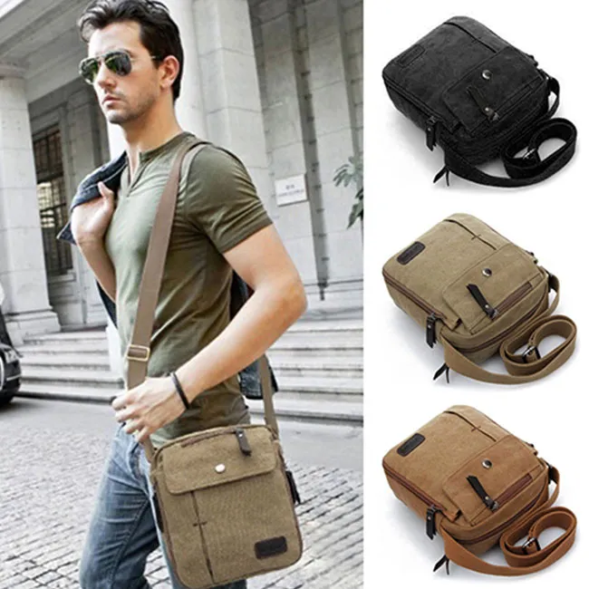 Men Fashion Multifunctional Travel Crossbody Bag with Canva