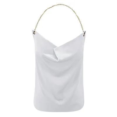 S-XL Women Sexy Backless Halterneck Solid Color Metal Chain Strap Tank Top
