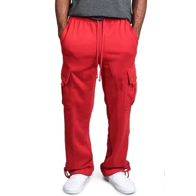 M-4XL Men Casual Pocket Elastic Waist Drawstring Sports Pants