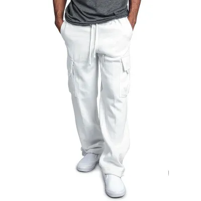 M-4XL Men Casual Pocket Elastic Waist Drawstring Sports Pants