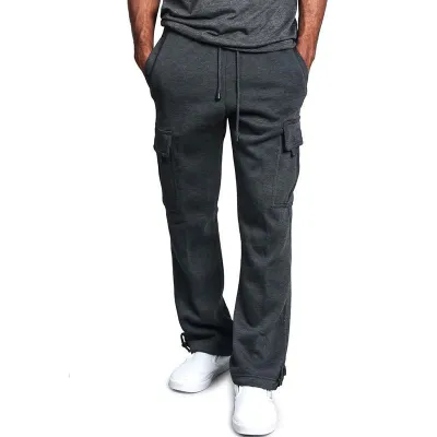 M-4XL Men Casual Pocket Elastic Waist Drawstring Sports Pants