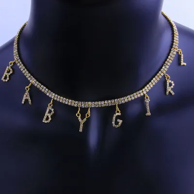 Women's Rhinestone Letter Necklace