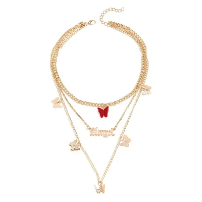 Women's Fashion Butterfly Pendant Multilayer Necklace